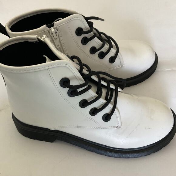 New White black Steve Madden combat boots platform chunky Y2K zip lug sole sz 5 - Picture 1 of 16